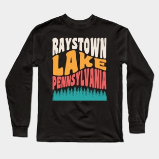 Raystown Lake Pennsylvania Camping Retro Sunset Typography Long Sleeve T-Shirt